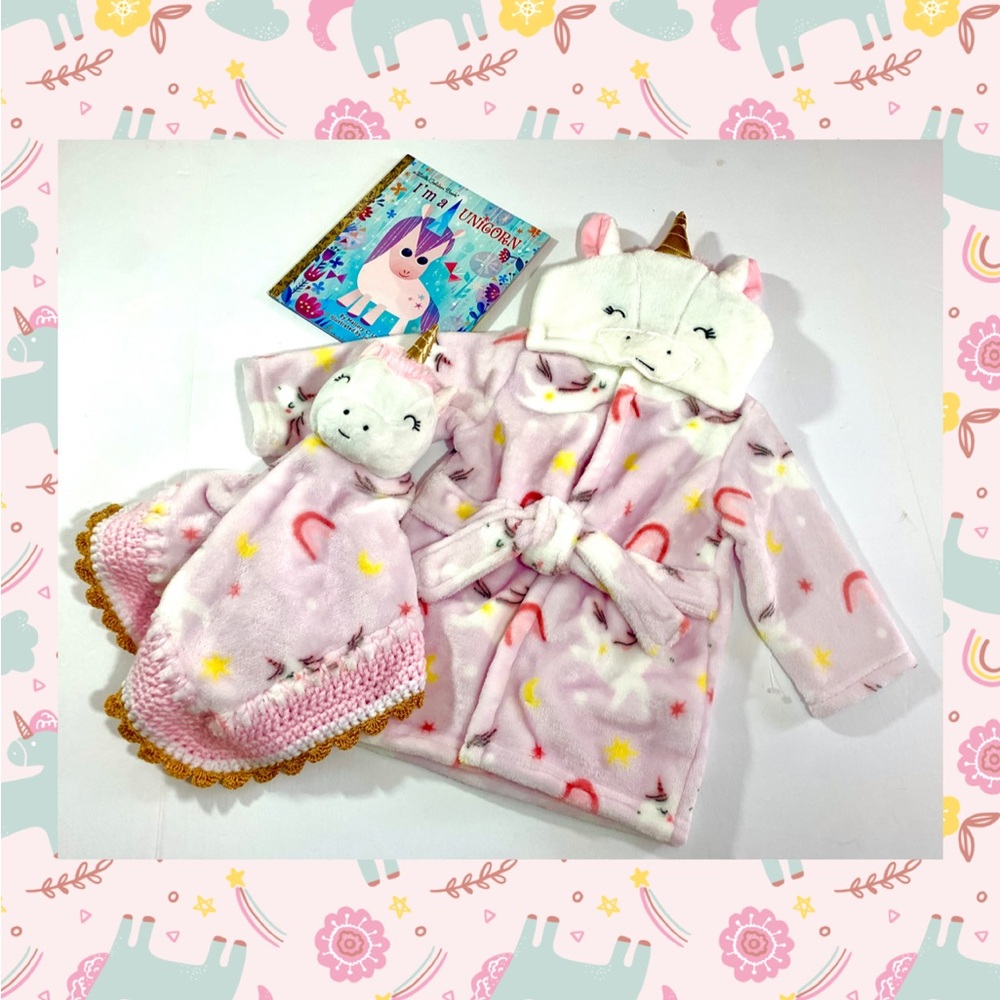 Unicorn Plush Robe & Lovely Book Set